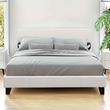 ARTISS NEO Double Bed Frame - White Contemporary Hardwood Bed
